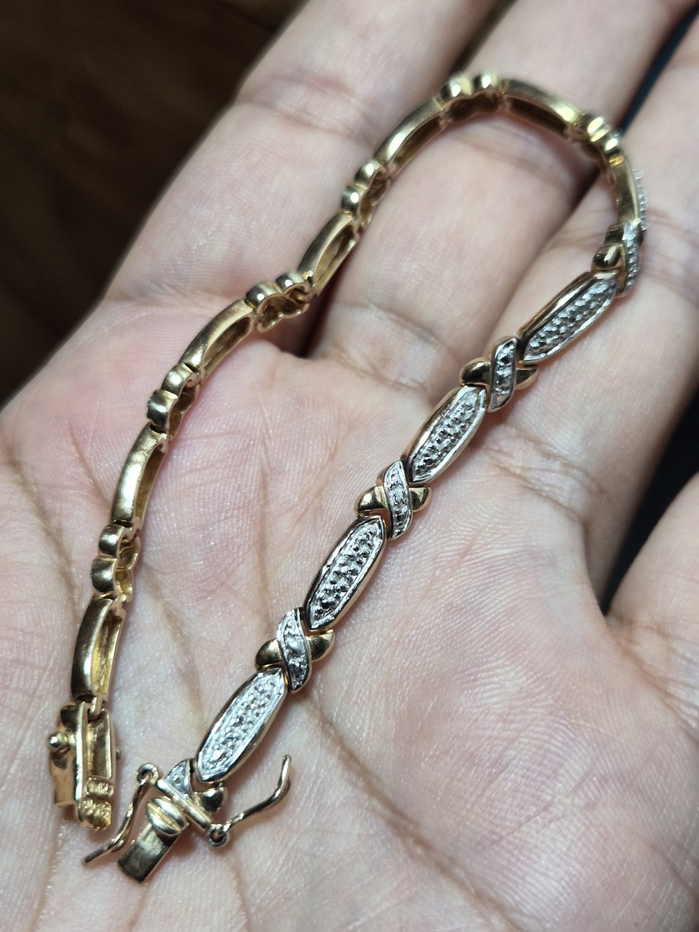 Vintage Silver 925 Plated Two-Tone Gold and Silver Link Bracelet